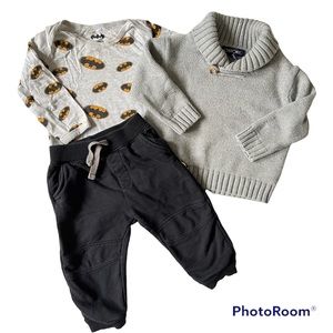 Batman & Cherokee - Infant Long Sleeve & Bottoms Matching Set Gray/Black 12M
